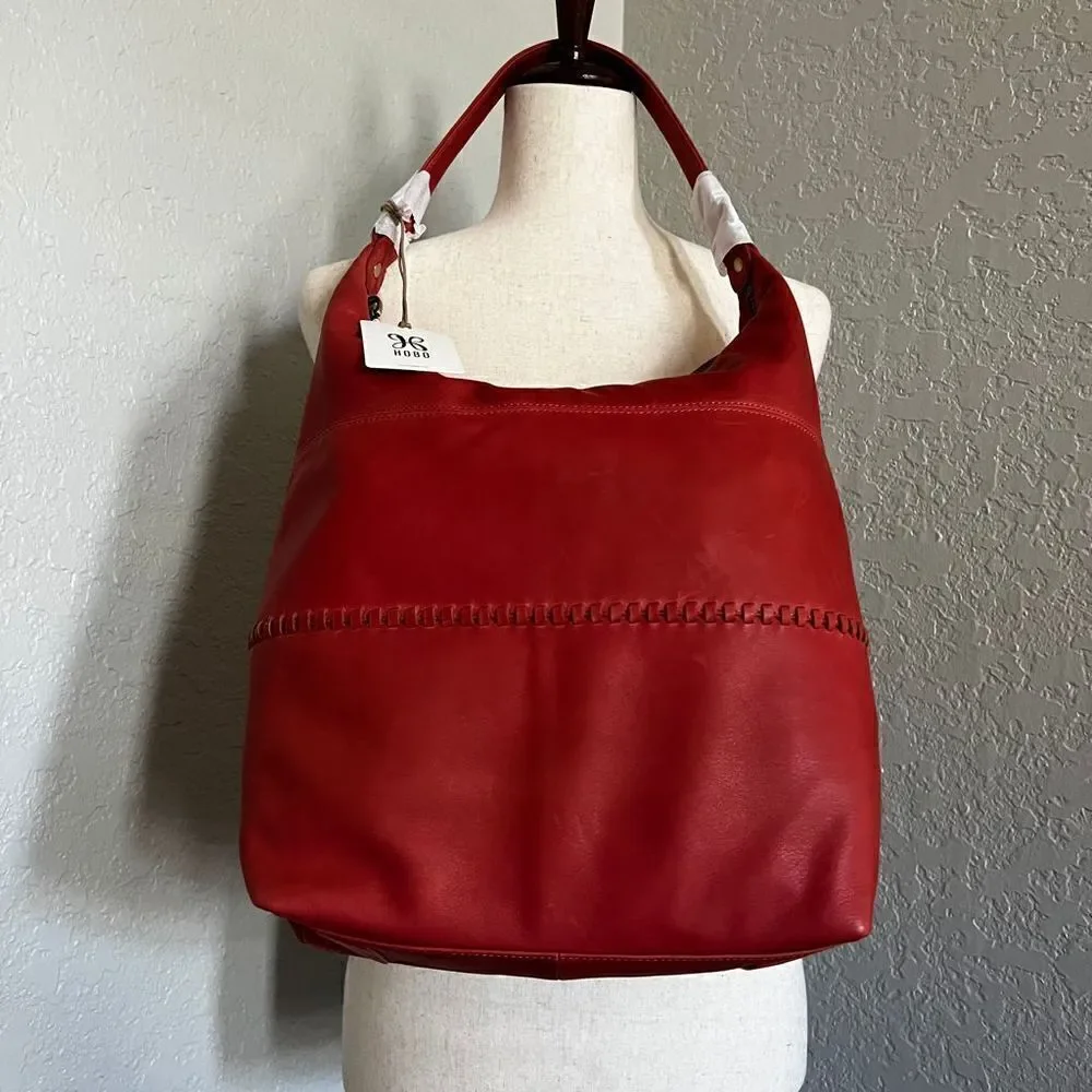 Hobo Entrine Whipstitch Leather Shoulder Tote Bag, Leather, Orange (Ginger) NWT - Picture 14 of 16